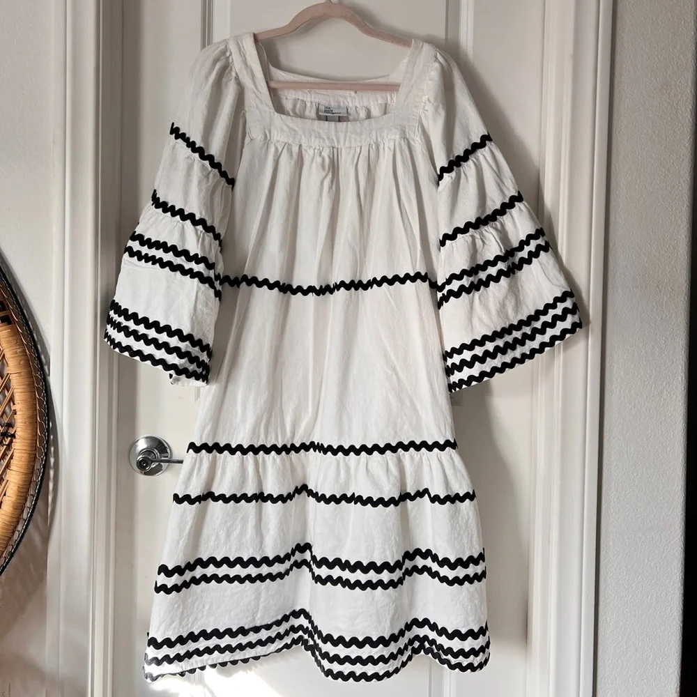 Lisa Marie Fernandez x Target Ric Rac White Linen-Blend Mini Dress Womens Medium - Picture 2 of 8